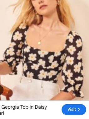 Reformation Georgia Daisy floral blouse size 4